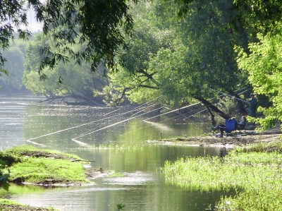 Wczesny poranek nad rzeką.